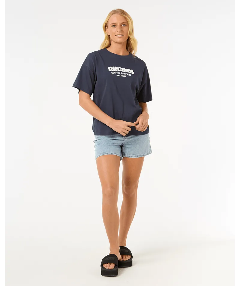 RIP CURL SURF PUFF RELAXED TEE - NAVY