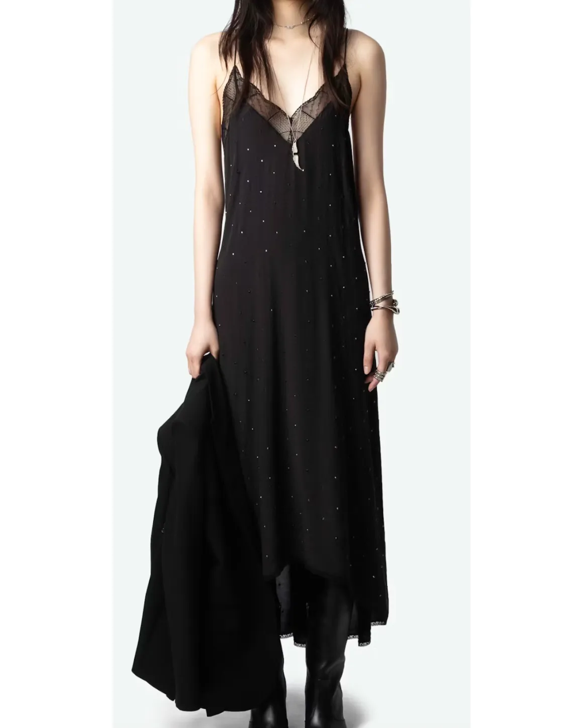 Risty Diamanté Dress in Stone | Zadig & Voltaire