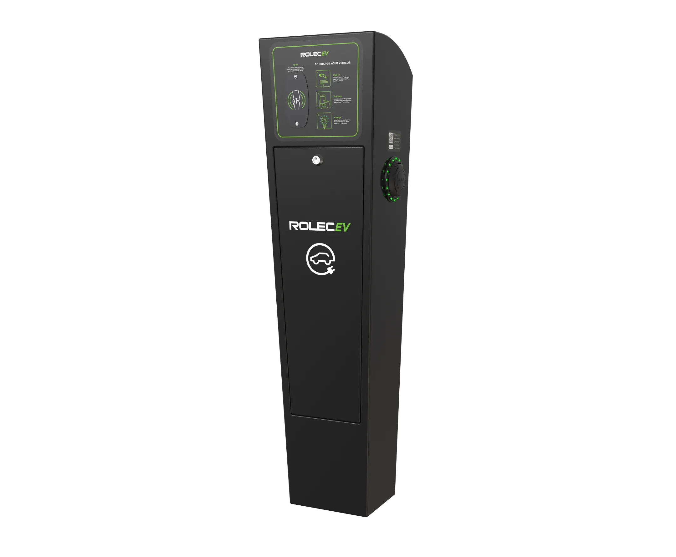 Rolec ROLEC0021B AutoCharge Smart EV Charging Pedestal - 2x up to 7.4kw Type 2 Sockets - Black