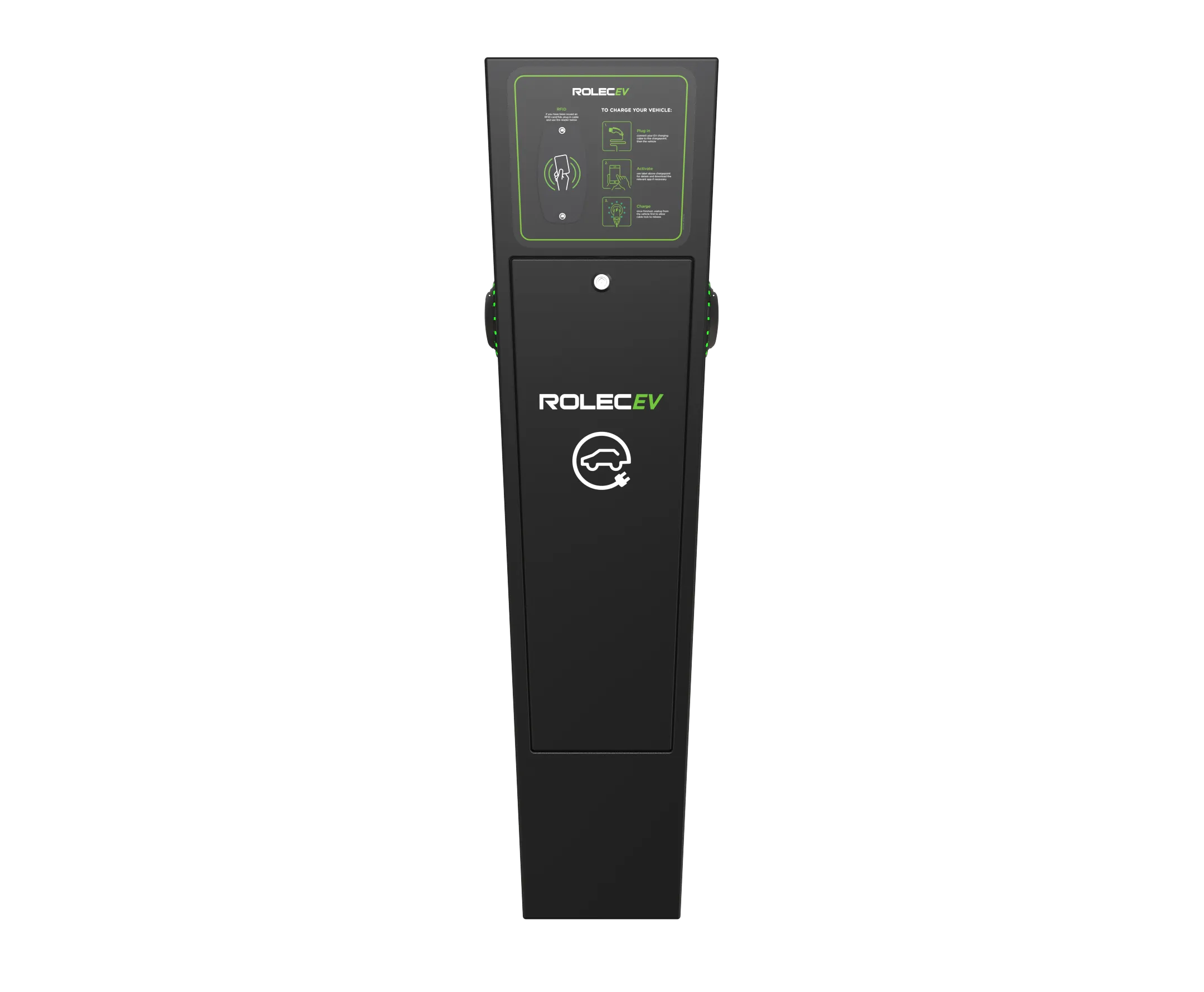 Rolec ROLEC0021B AutoCharge Smart EV Charging Pedestal - 2x up to 7.4kw Type 2 Sockets - Black
