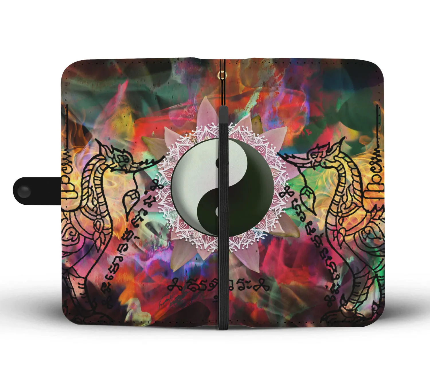 Sacred Geometry Yin & Yang Flower Mandala Wallet Phone Case