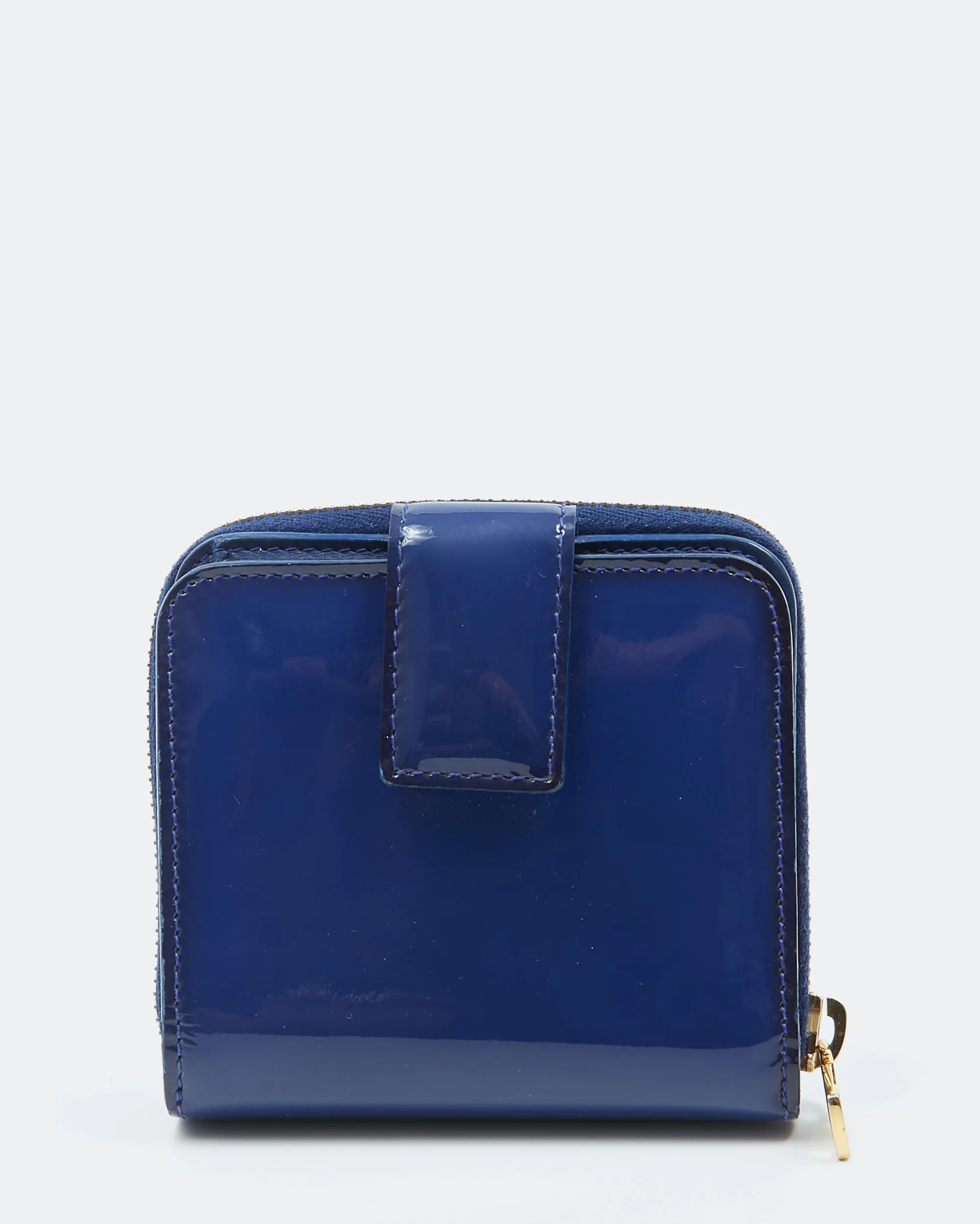 Saint Laurent Blue Patent Logo Zippy Wallet