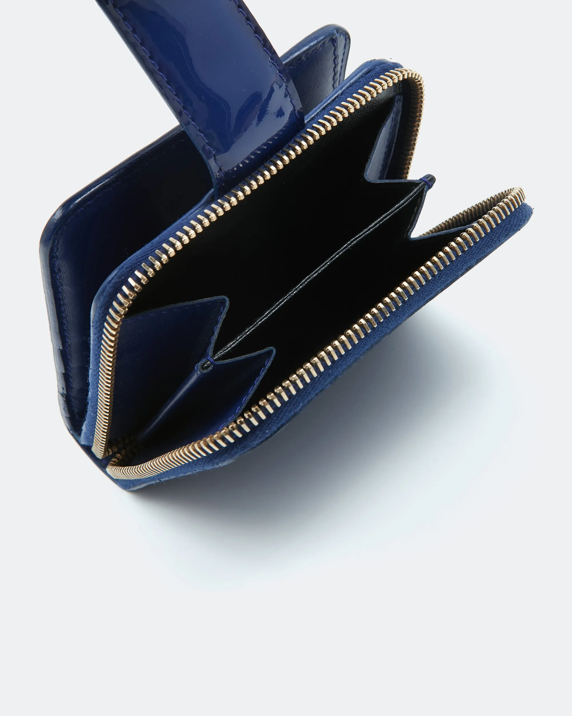 Saint Laurent Blue Patent Logo Zippy Wallet
