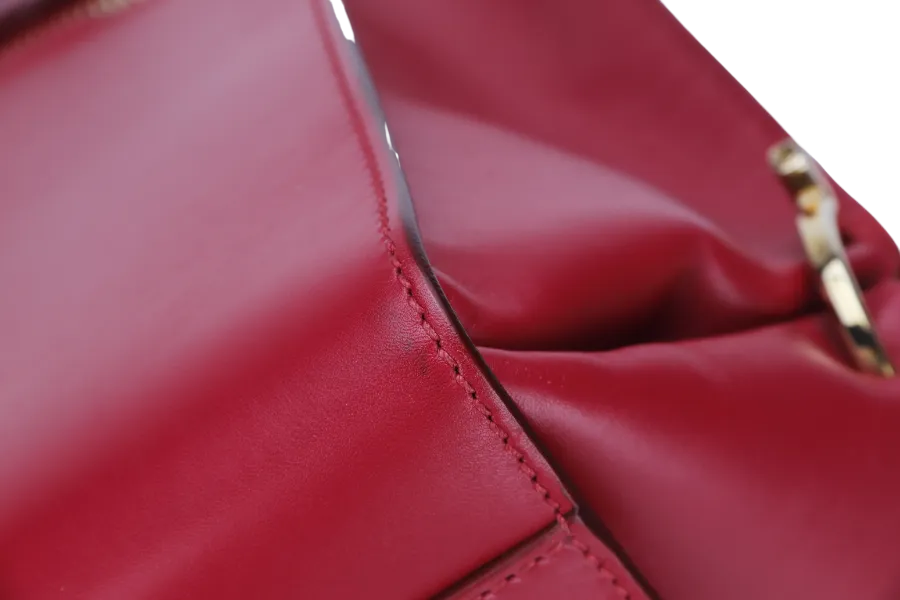 SALVATORE FERRAGAMO SOFIA DY-21 E530 2WAY BAG RED LEATHER GOLD HARDWARE WITH SLING AND DUST COVER