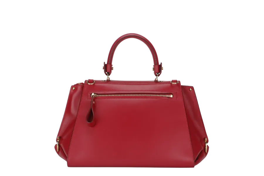 SALVATORE FERRAGAMO SOFIA DY-21 E530 2WAY BAG RED LEATHER GOLD HARDWARE WITH SLING AND DUST COVER