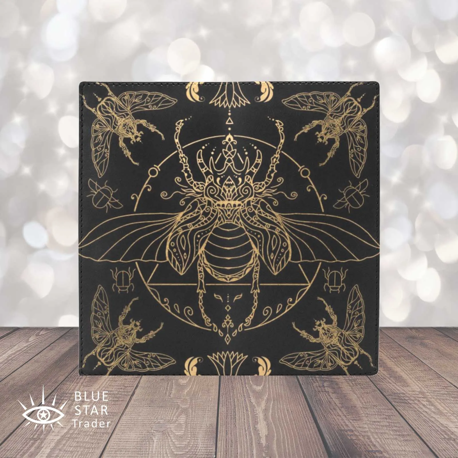 Scarab Beetle Egyptian Black Bifold Wallet