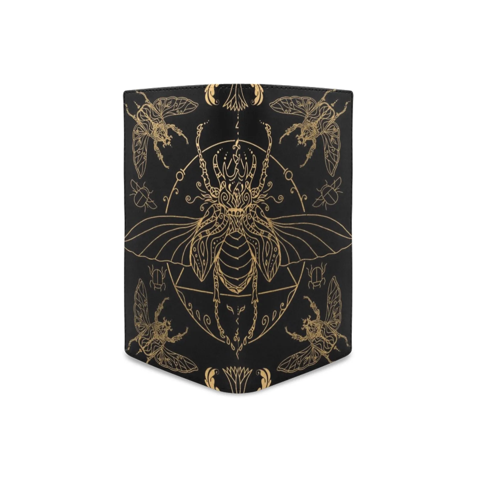 Scarab Beetle Egyptian Black Bifold Wallet