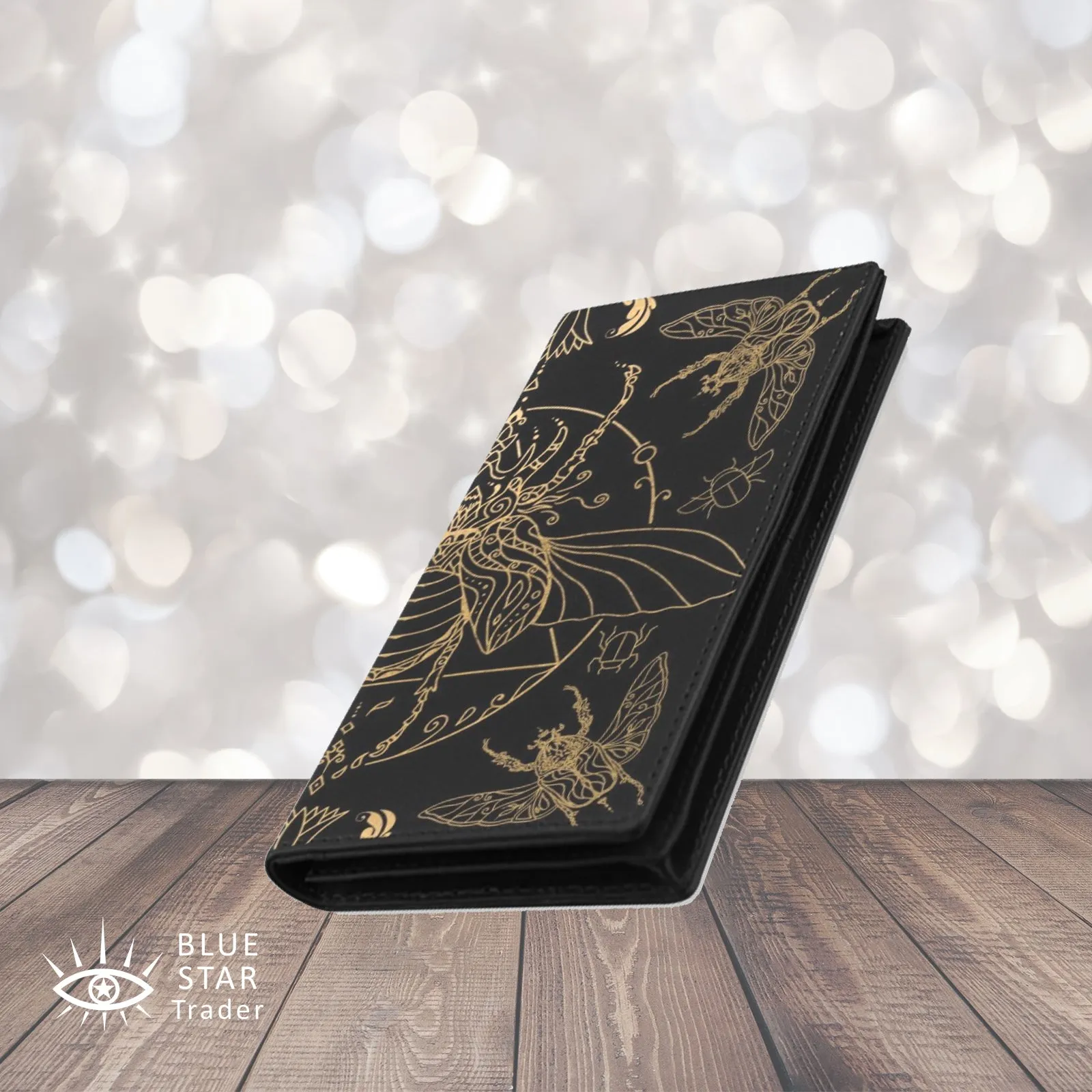 Scarab Beetle Egyptian Black Bifold Wallet