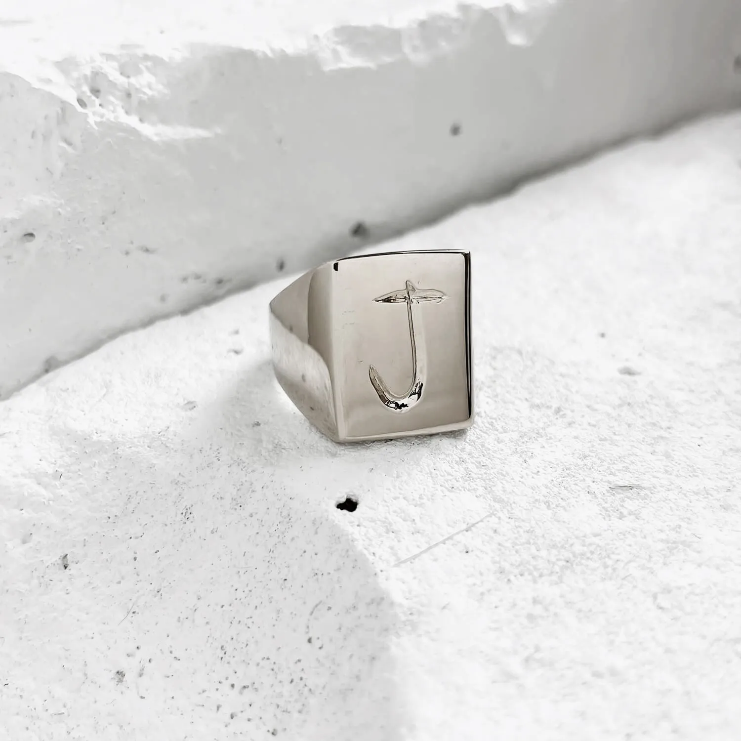 Scrawled Initial Ring in Silver (A-Z)