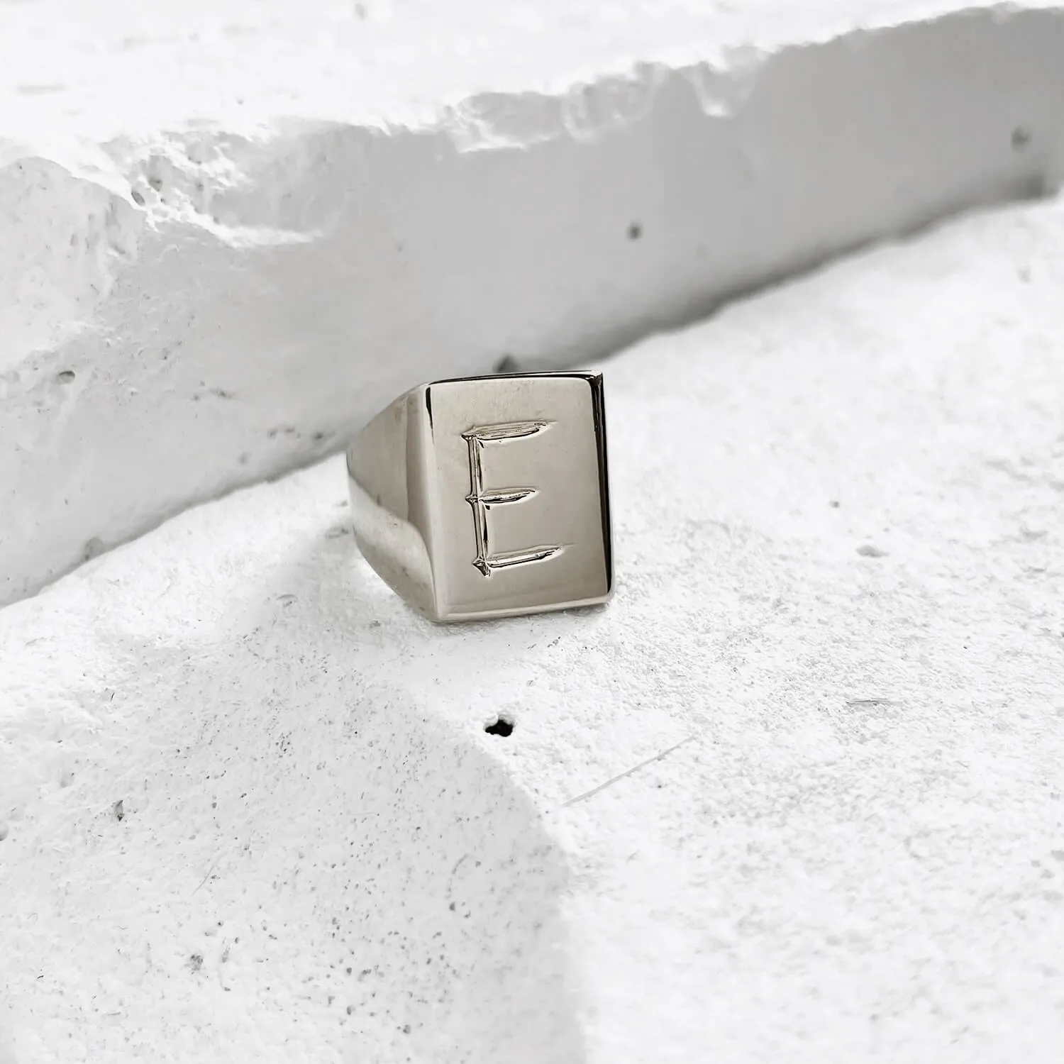 Scrawled Initial Ring in Silver (A-Z)