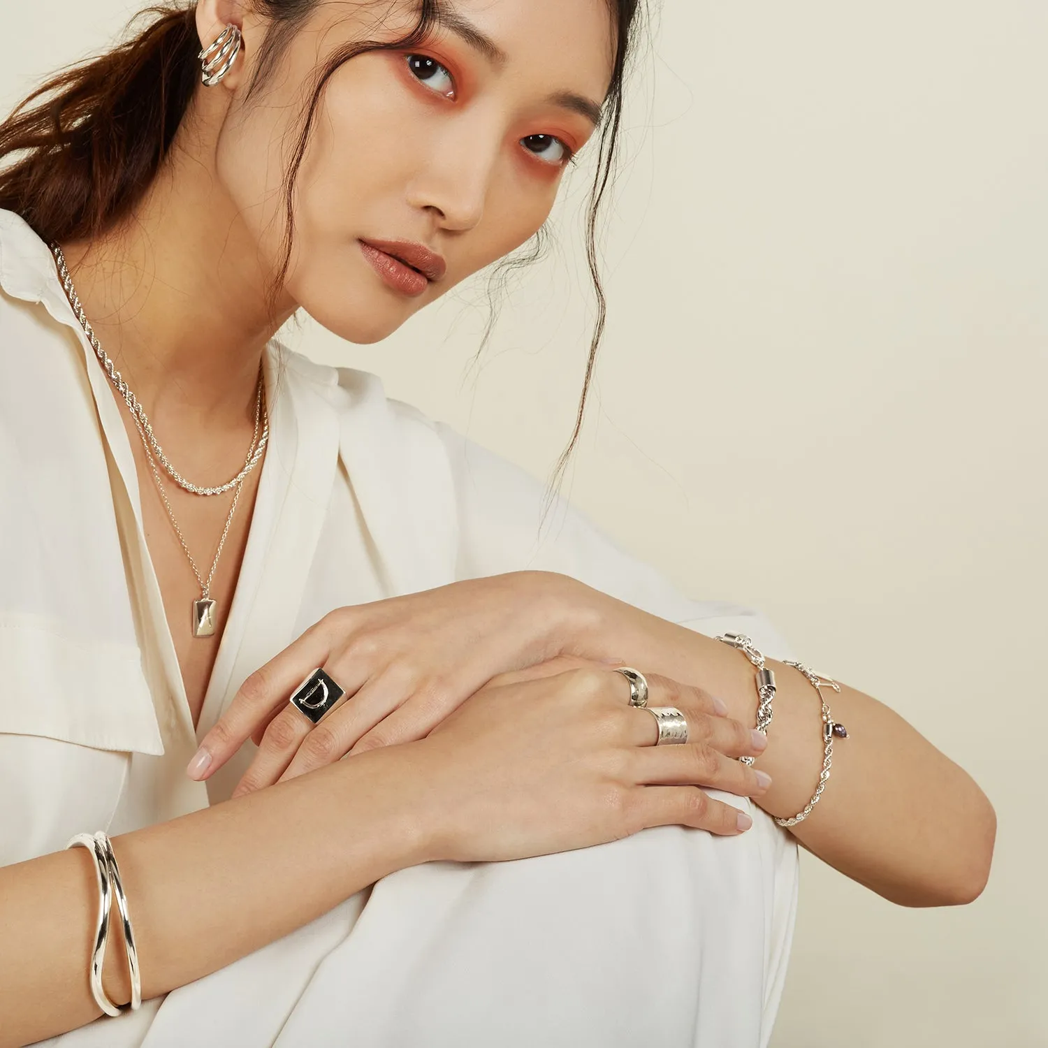 Scrawled Initial Ring in Silver (A-Z)