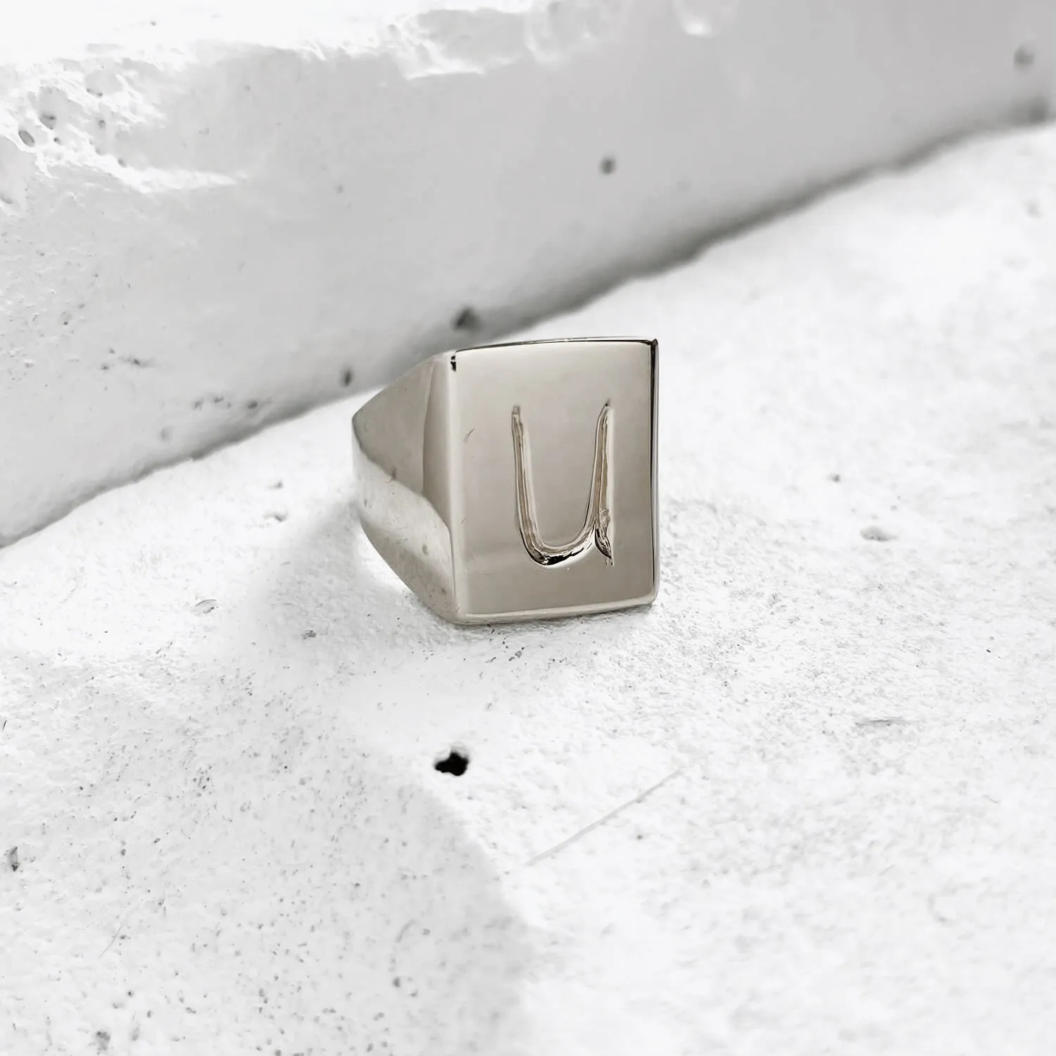 Scrawled Initial Ring in Silver (A-Z)