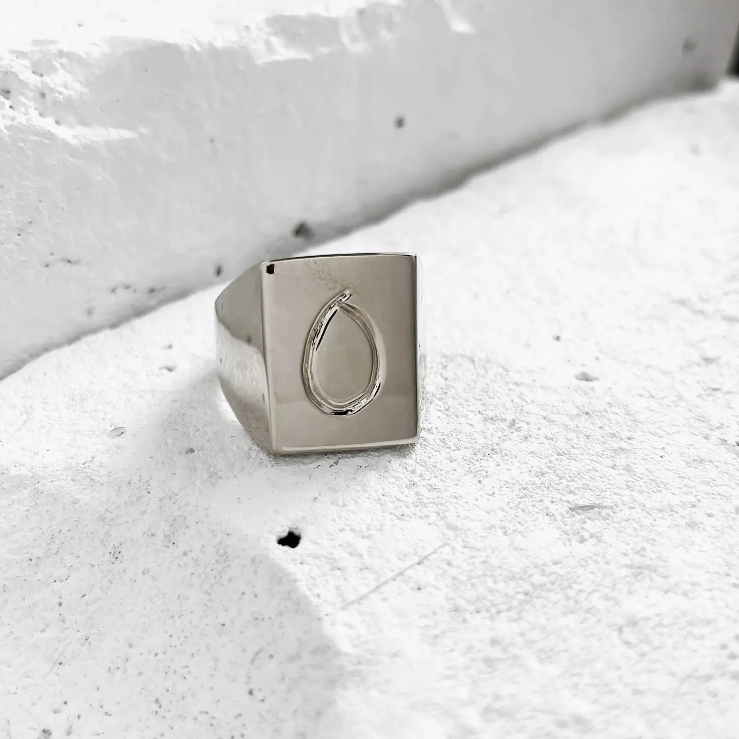 Scrawled Initial Ring in Silver (A-Z)