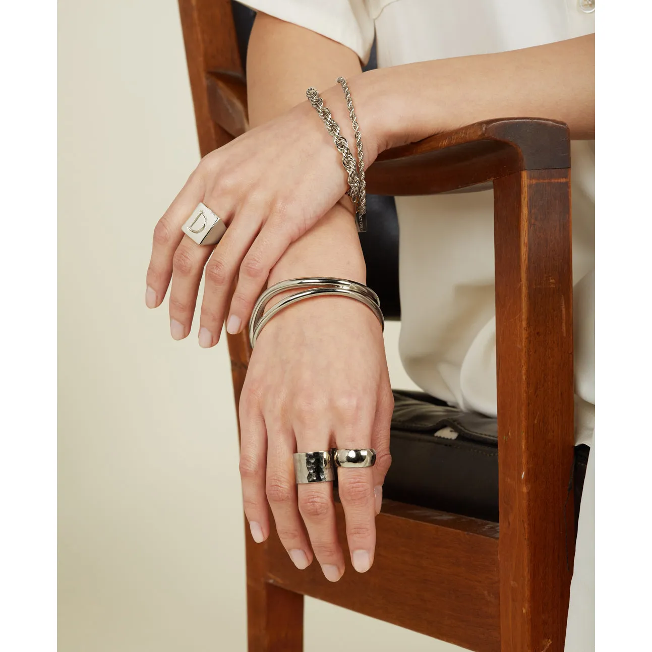 Scrawled Initial Ring in Silver (A-Z)