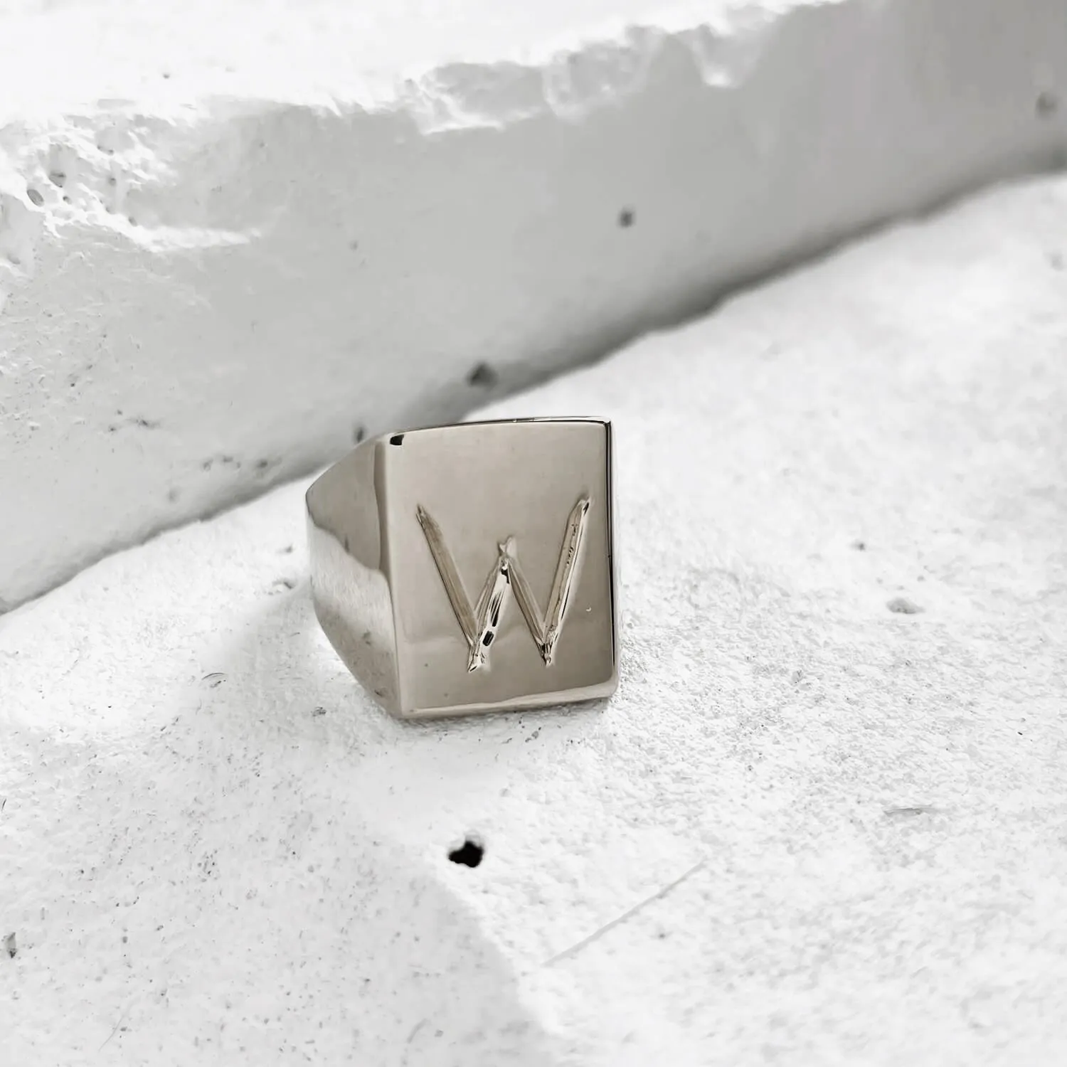 Scrawled Initial Ring in Silver (A-Z)