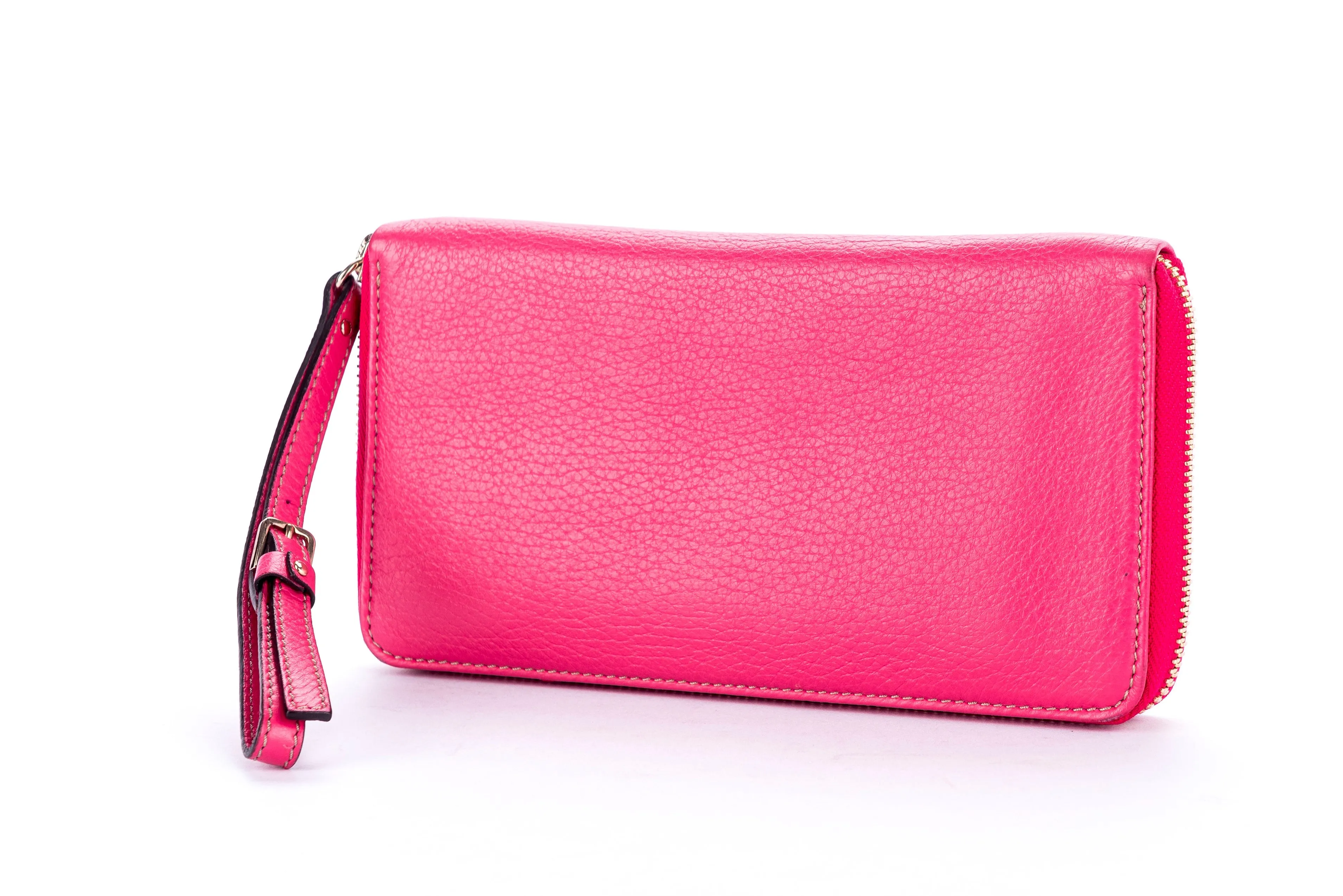 Sergio Rossi Fuchsia Long Zippy Wallet