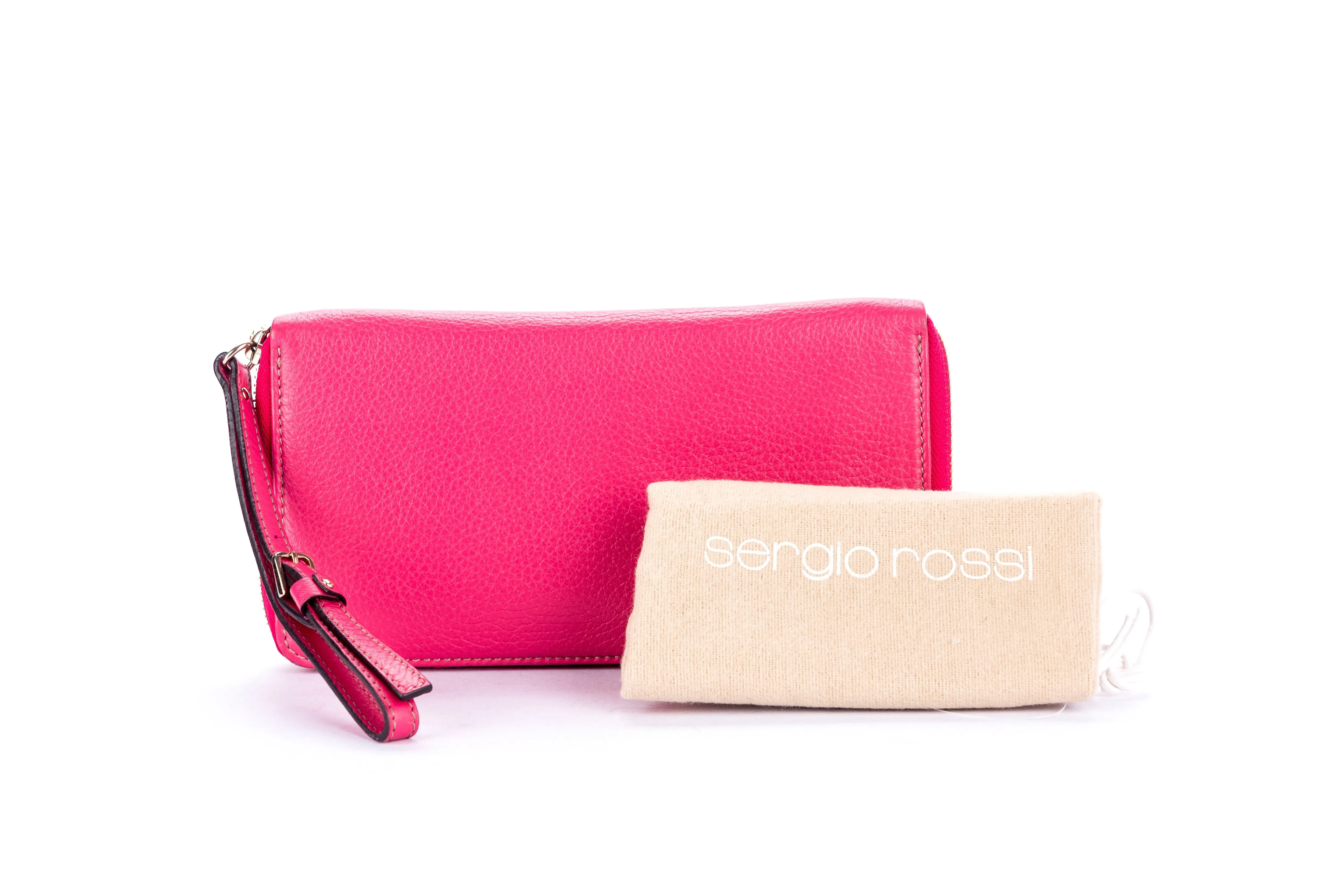 Sergio Rossi Fuchsia Long Zippy Wallet