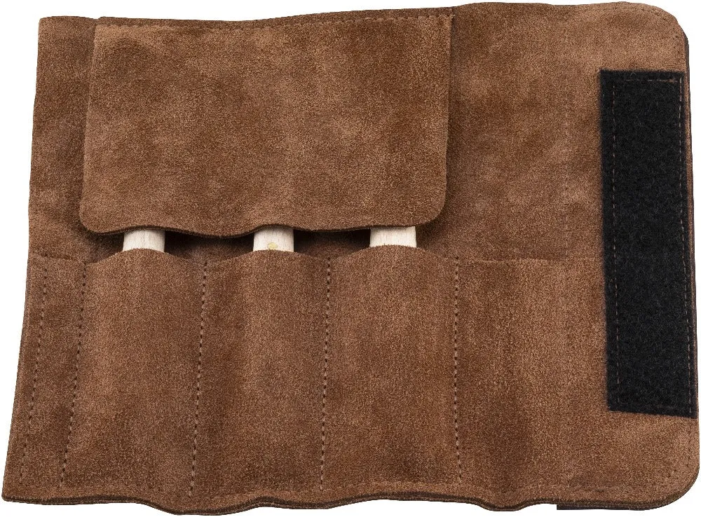 Set of 3 x carving knives in suede leather wallet (Two Cherries)