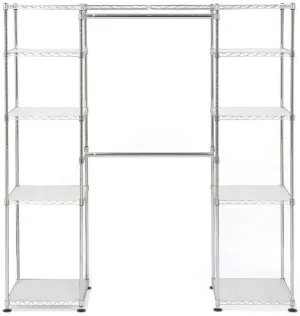 Seville Classics 14" Deep Heavy Duty Steel Wire Expandable Closet Organizer - Bedroom Space Saving - Free Standing Cloth Rack - Adjustable Height of Shelves, Hanging-rods and Width - 10 Years Limited Warranty