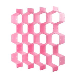 ShineMe 8pcs DIY Drawer Divider Organizer Honeycomb Household Thickening Housing Spacer Sub-grid Storage for Home Tidy Cabinet Closet Stationary Makeup Socks Underwear Scarves (Pink)