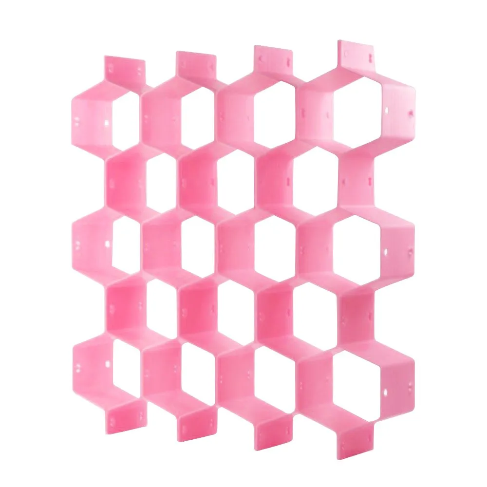 ShineMe 8pcs DIY Drawer Divider Organizer Honeycomb Household Thickening Housing Spacer Sub-grid Storage for Home Tidy Cabinet Closet Stationary Makeup Socks Underwear Scarves (Pink)
