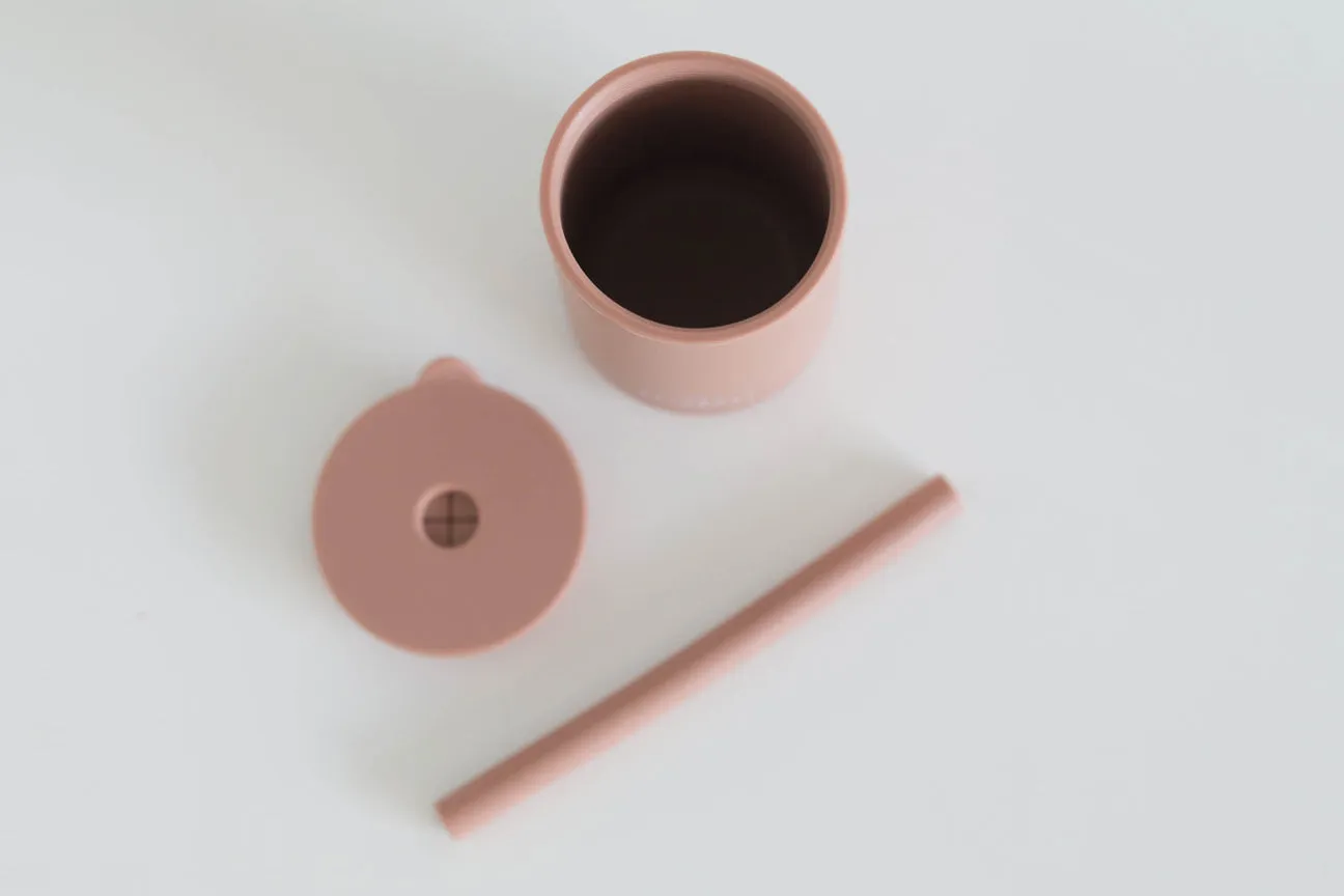 Silicone Straw Cup - Coral