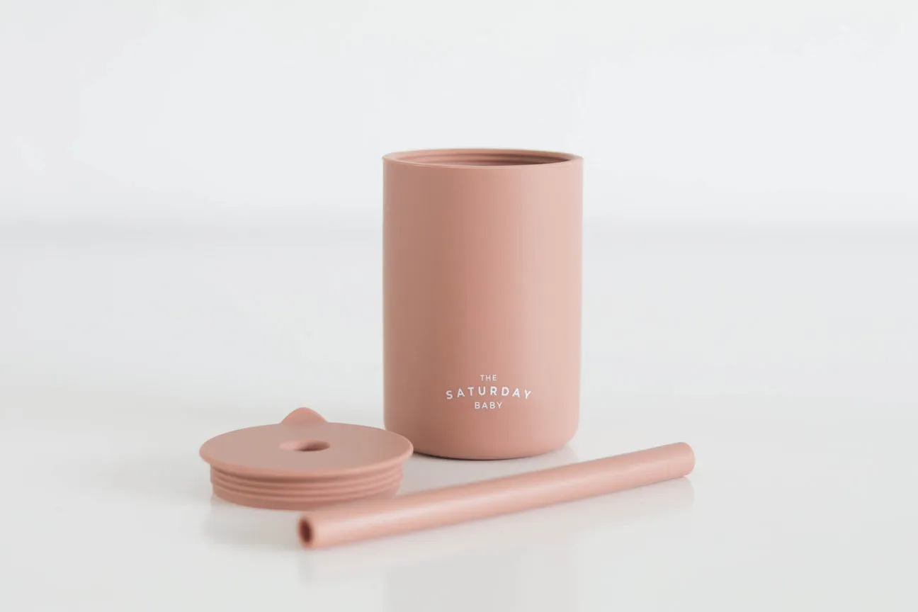 Silicone Straw Cup - Coral