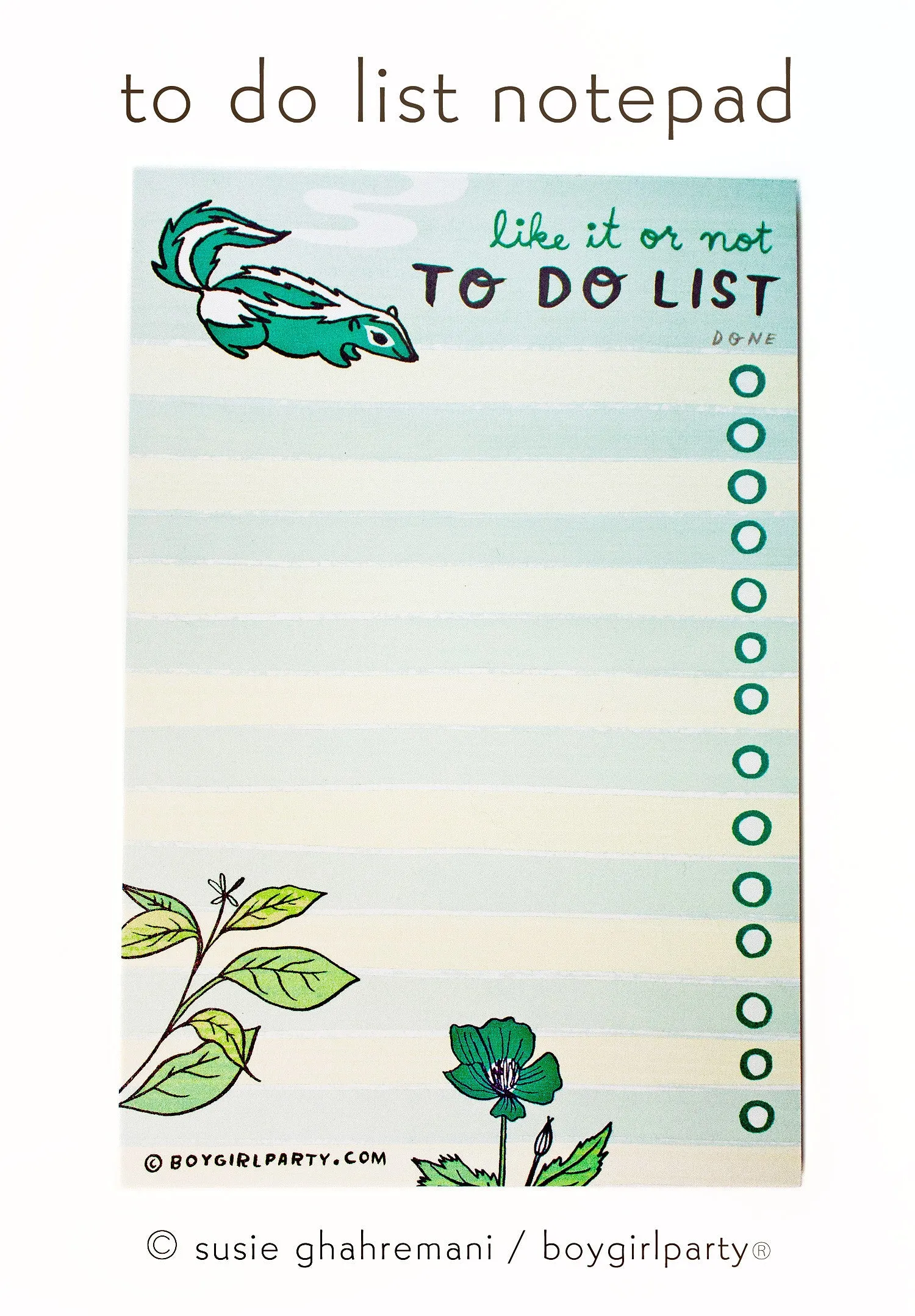 Skunk To Do List Notepad by boygirlparty