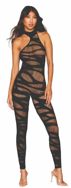 Slash Design Asymmetrical Bodystocking