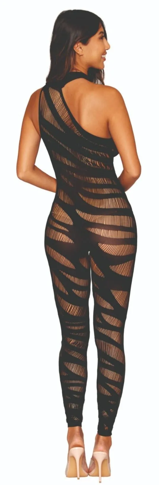 Slash Design Asymmetrical Bodystocking