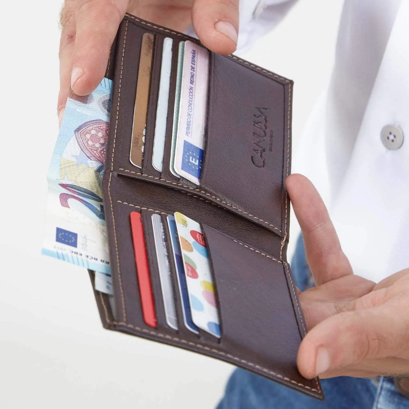 Slim Bifold Vegan Leather Wallet | Dark Brown