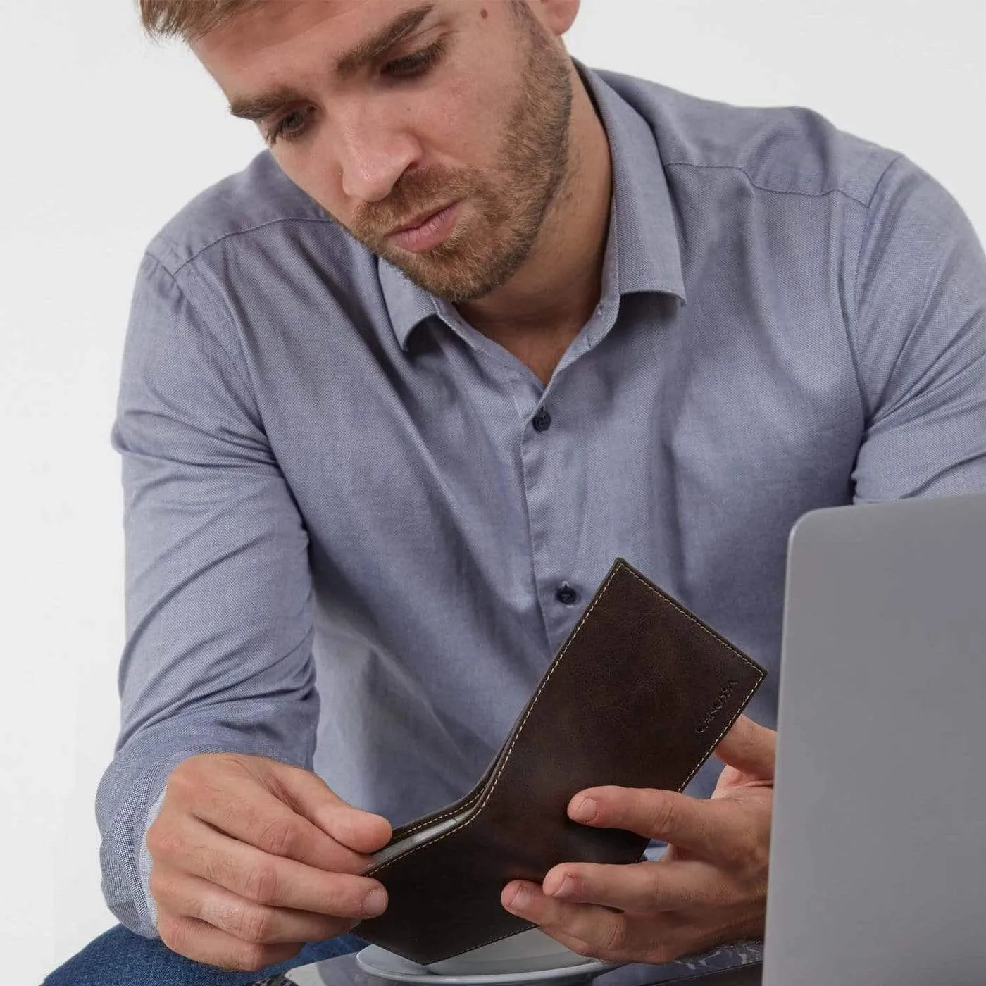 Slim Bifold Vegan Leather Wallet | Dark Brown