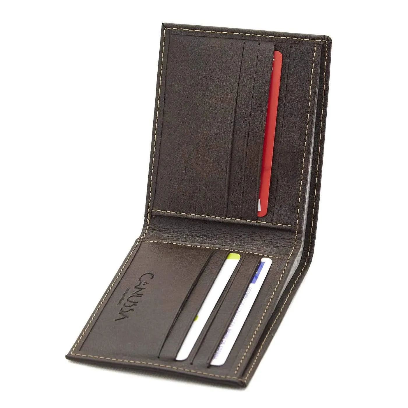 Slim Bifold Vegan Leather Wallet | Dark Brown