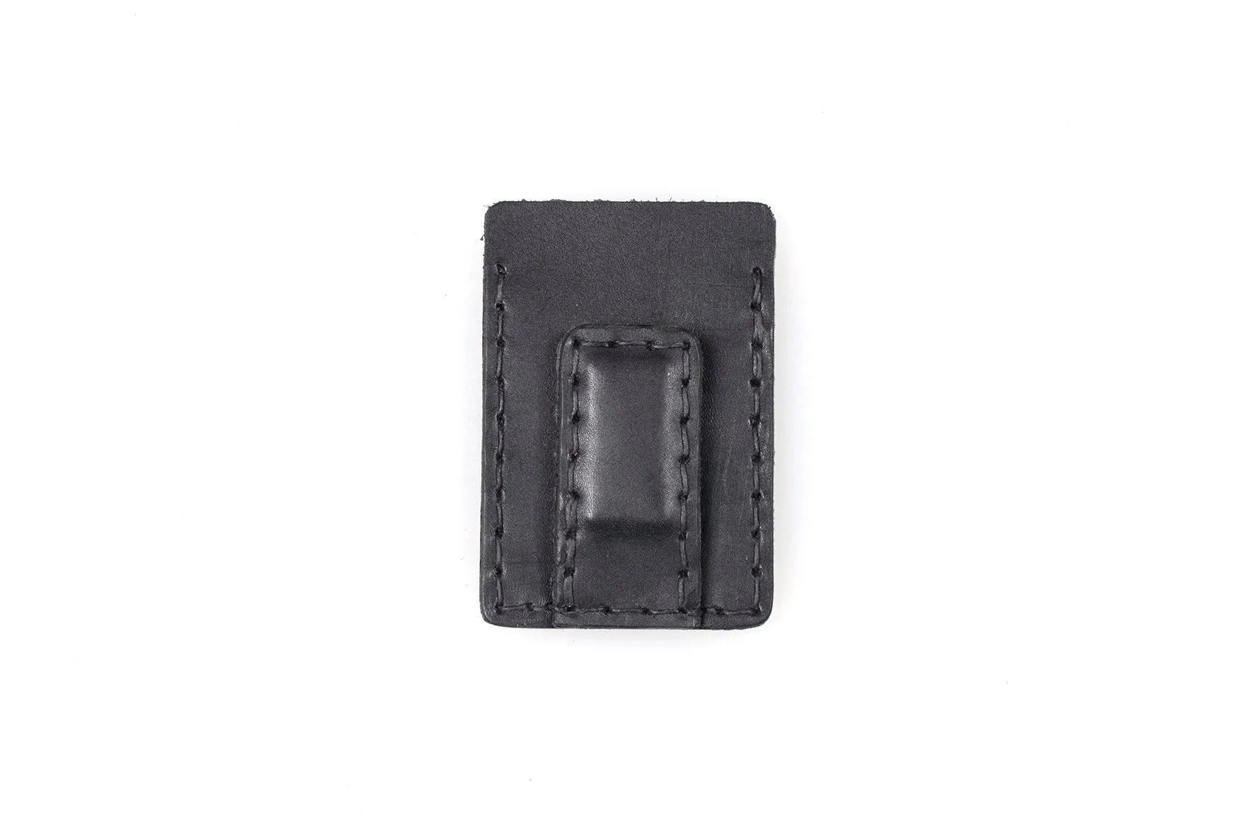 SLIM LEATHER CARD WALLET WITH MAGNETIC MONEY CLIP