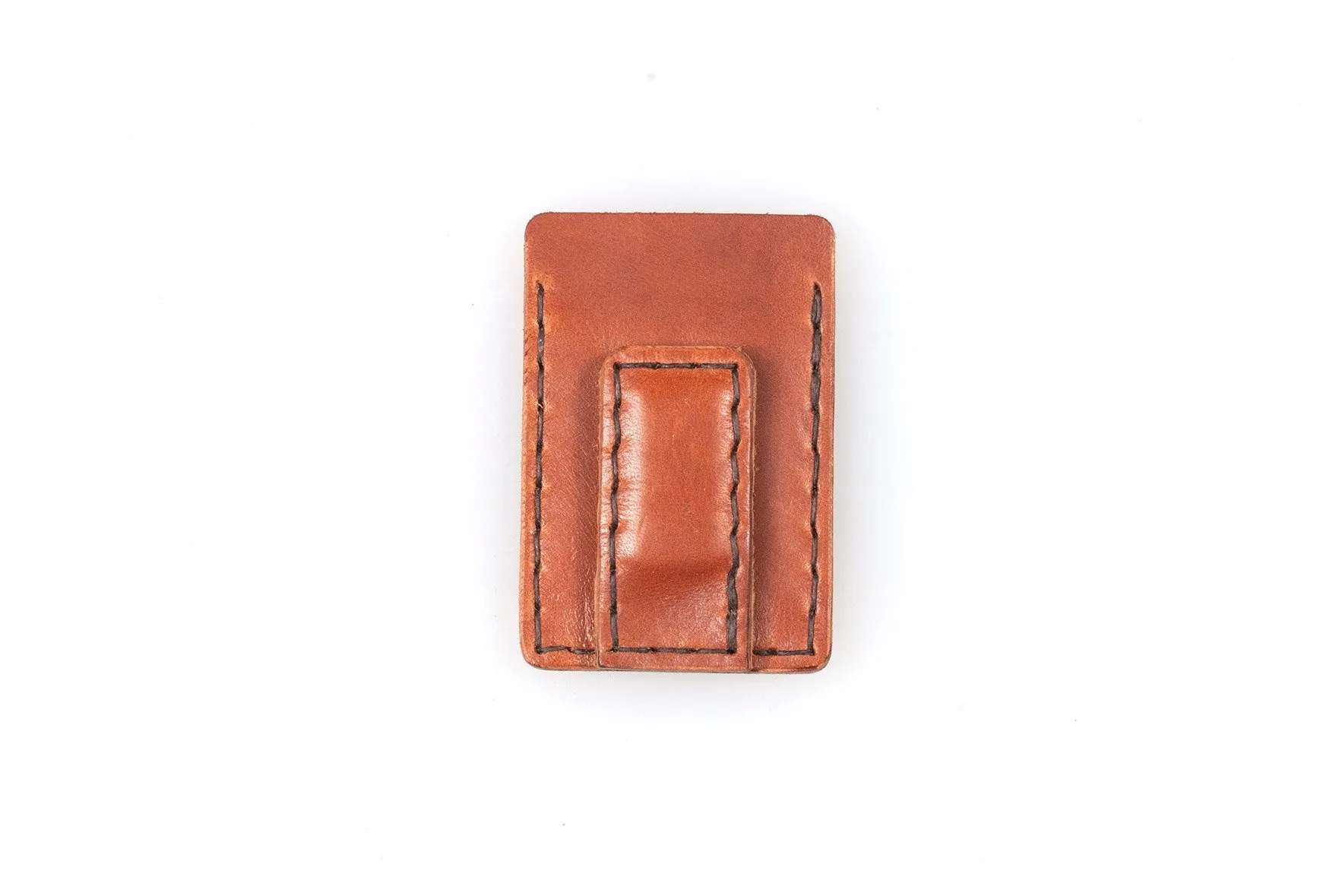 SLIM LEATHER CARD WALLET WITH MAGNETIC MONEY CLIP