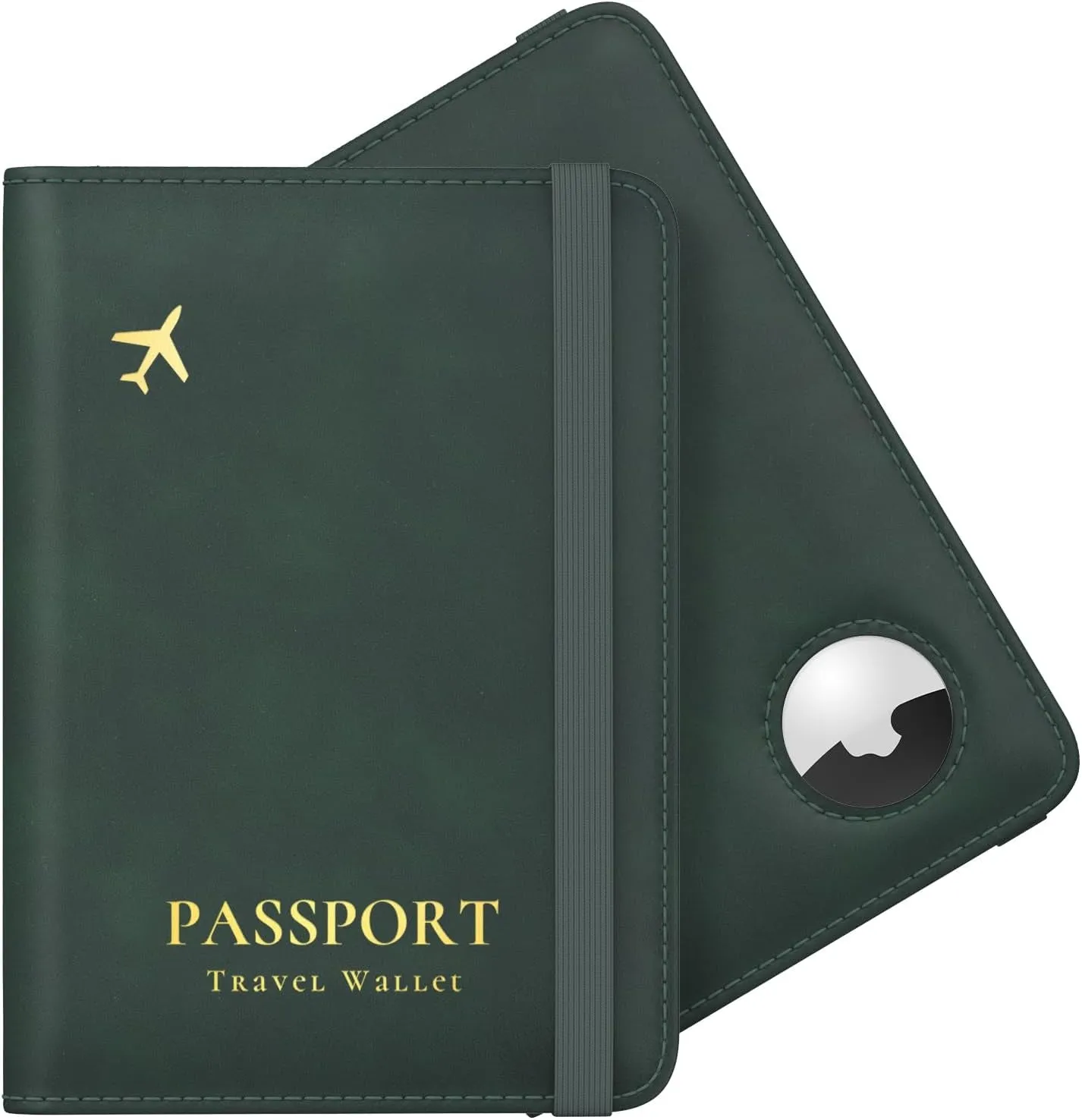 Slim Leather Passport Wallet Holder with Airtag Slot for Family