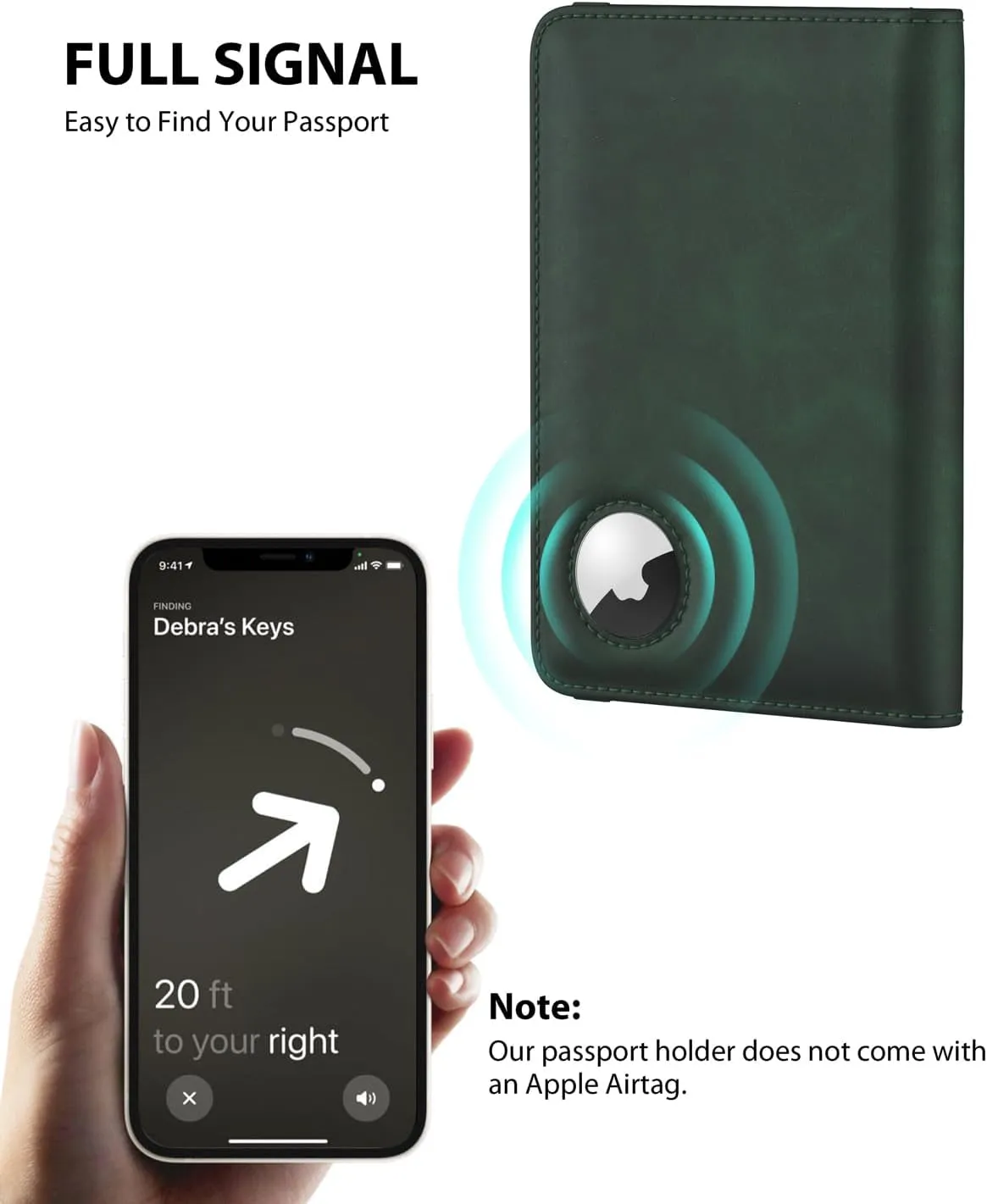 Slim Leather Passport Wallet Holder with Airtag Slot for Family