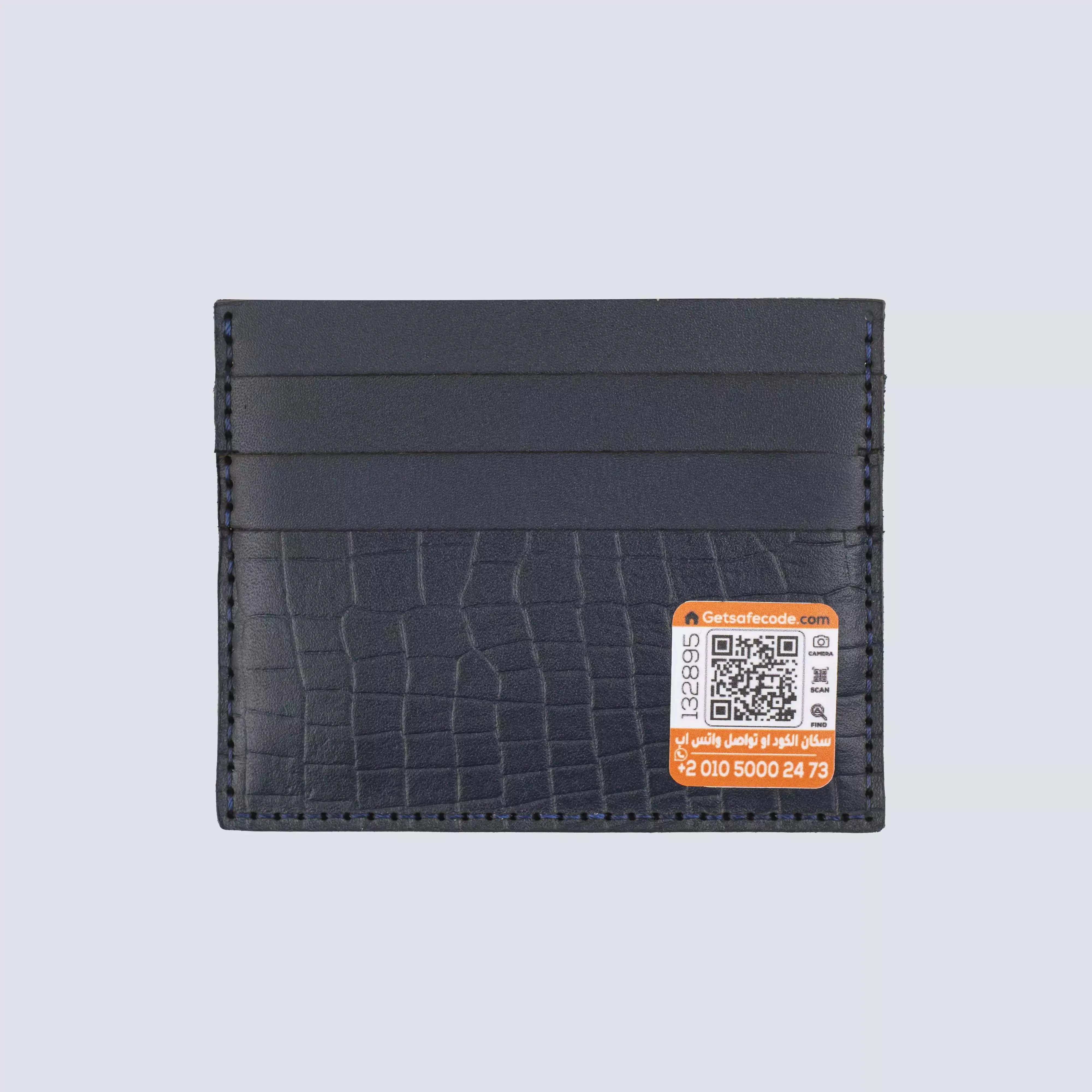 Slim Pro – حافظة كروت جلد طبيعي هاند ميد رفيعة - ازرق داكن 