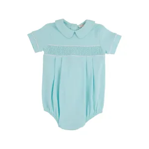 Smocked Bradford Bubble - Edisto Egg Blue with Worth Avenue White