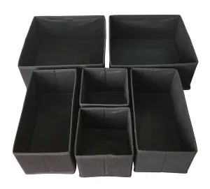 Sodynee Foldable Cloth Storage Box Closet Dresser Drawer Organizer Cube Basket Bins Containers Divider with Drawers for Underwear, Bras, Socks, Ties, Scarves, 6 Pack, Black