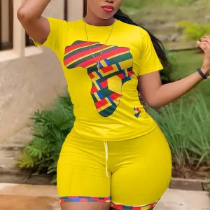 Solid Print Short Sleeve Sports Set
