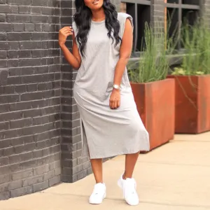 Solid Sleeveless Slit Loose Dress