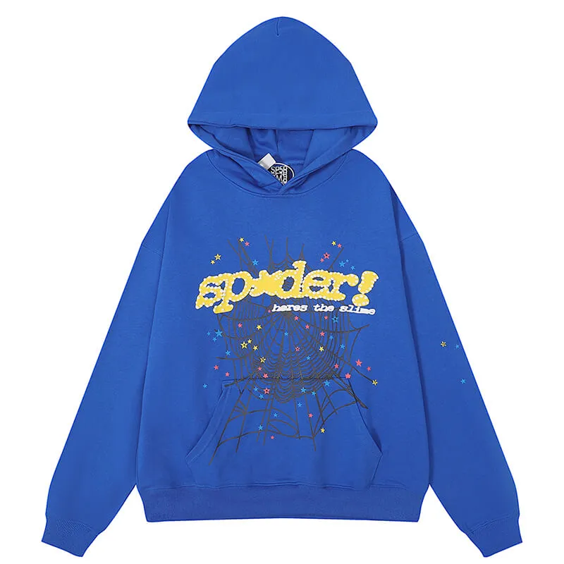 Sp5der Spider Web Hoodie-Blue #8207