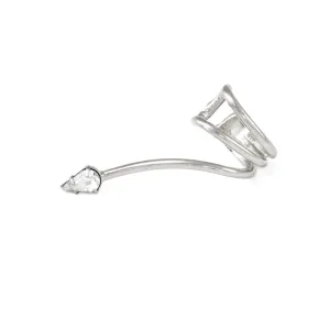 Spiral Ear Cuff in Silver with Crystal