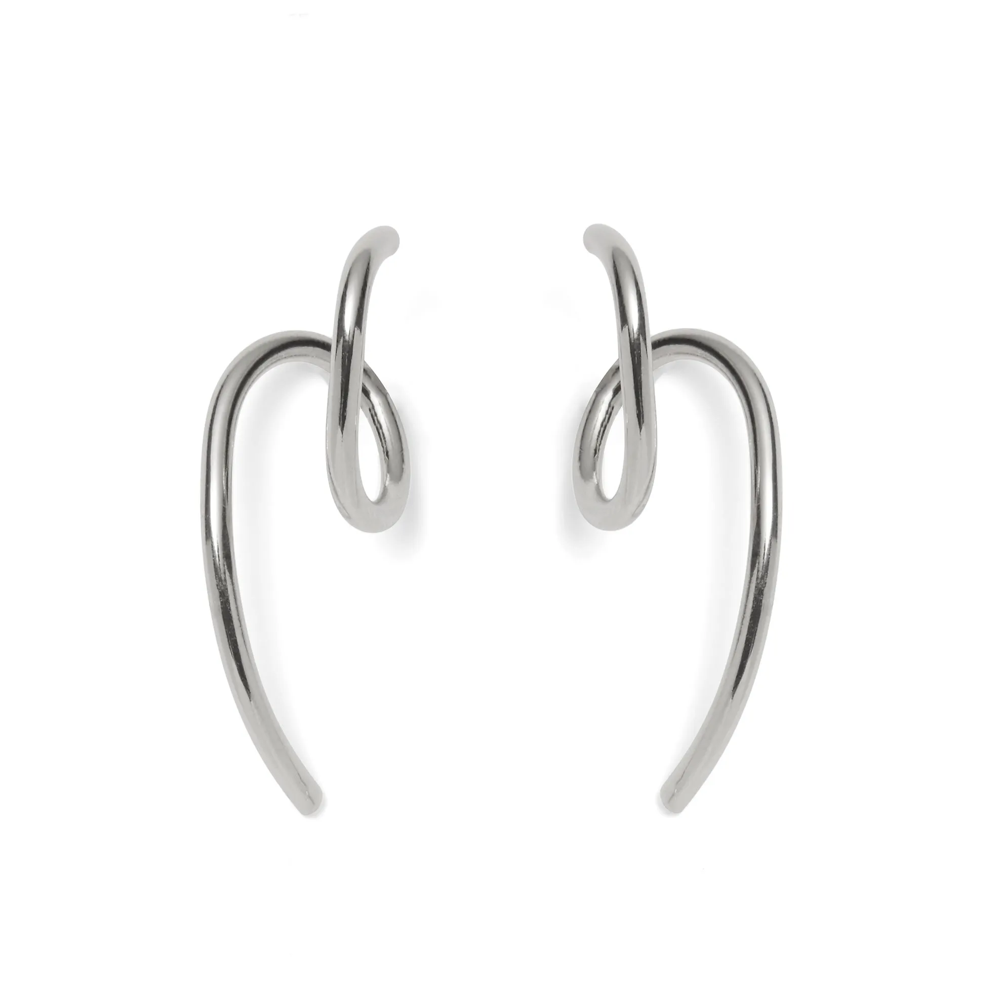 Spiral Ear Huggie in Rhodium