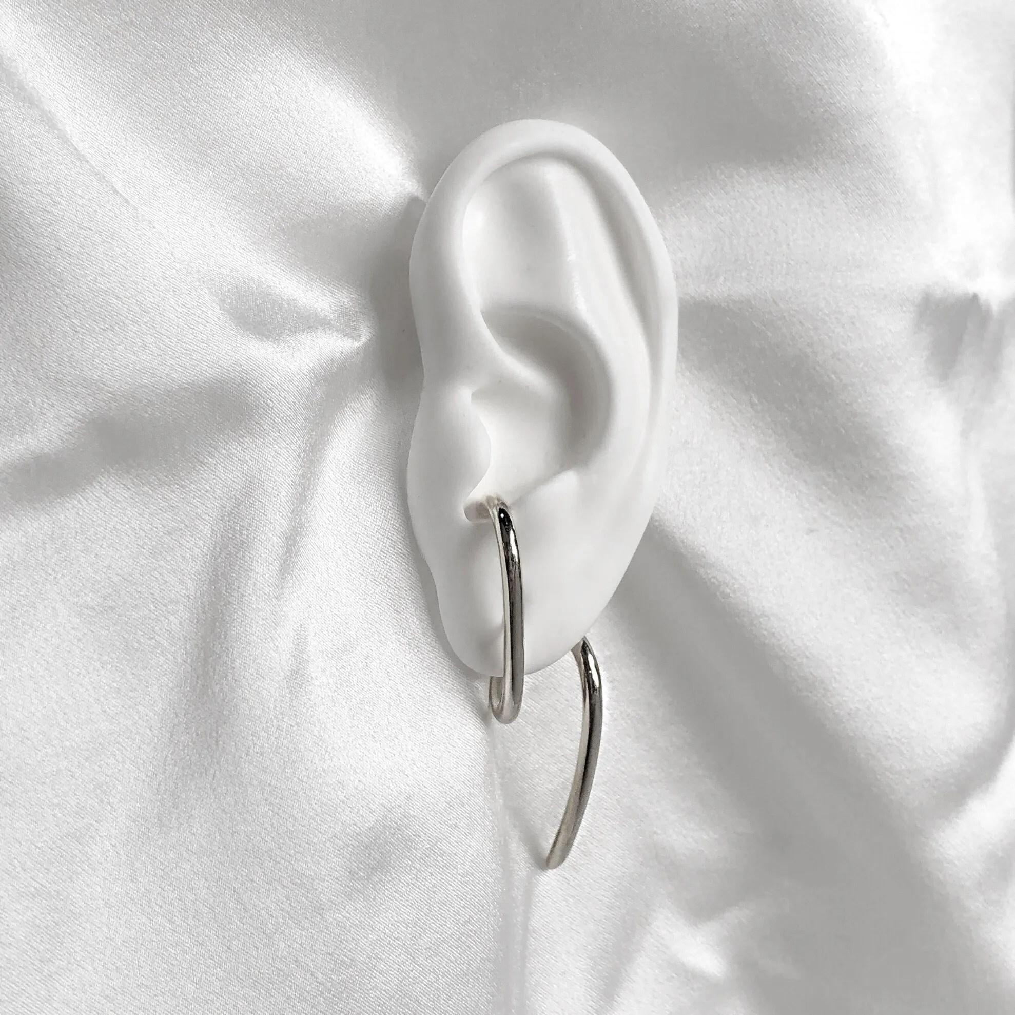 Spiral Ear Huggie in Rhodium