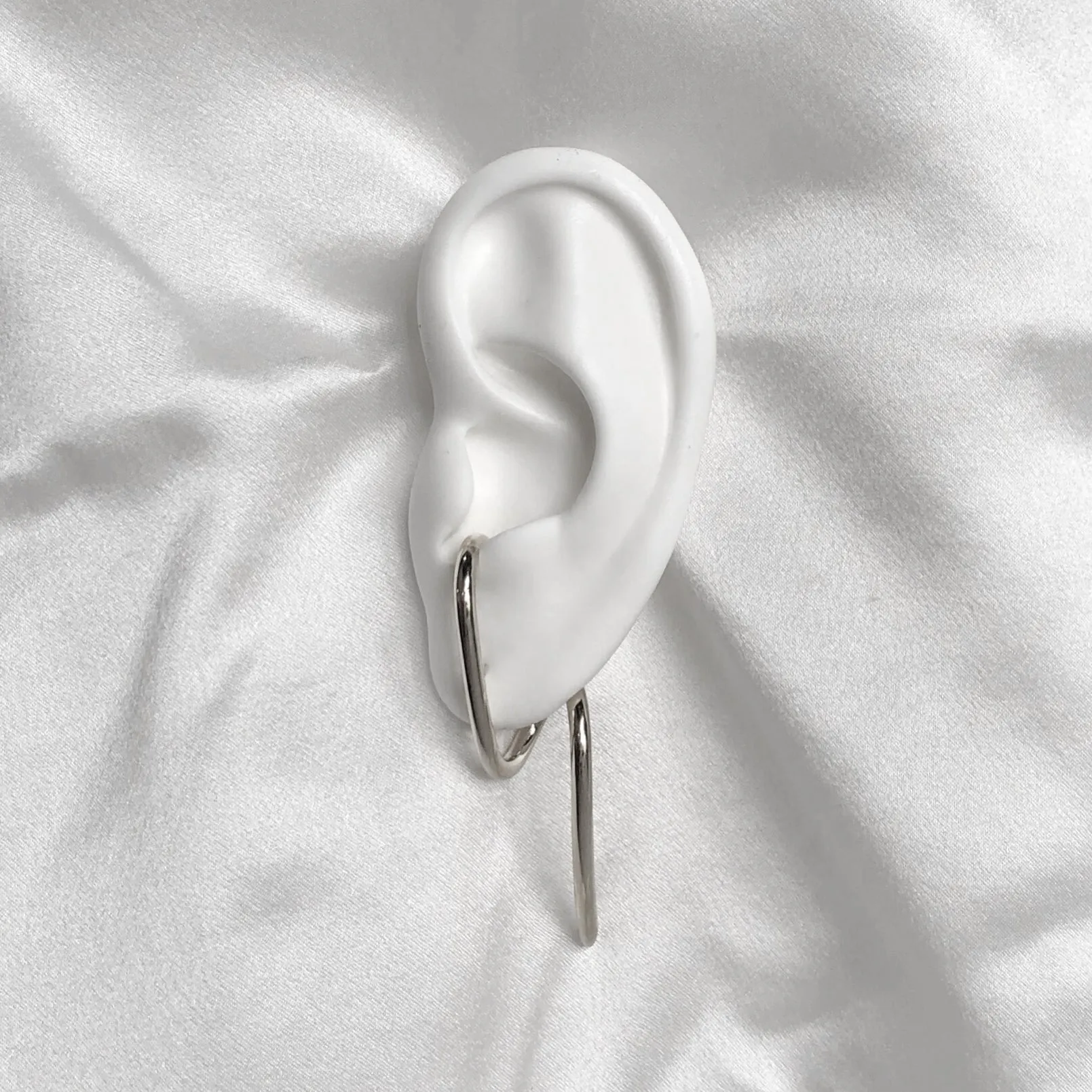 Spiral Ear Huggie in Rhodium