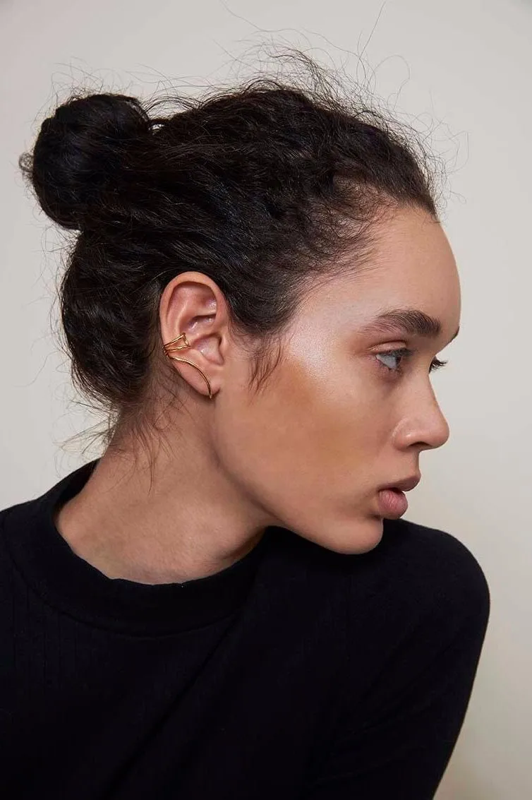 Spiral Spike Ear Cuff in Gold- Right Ear