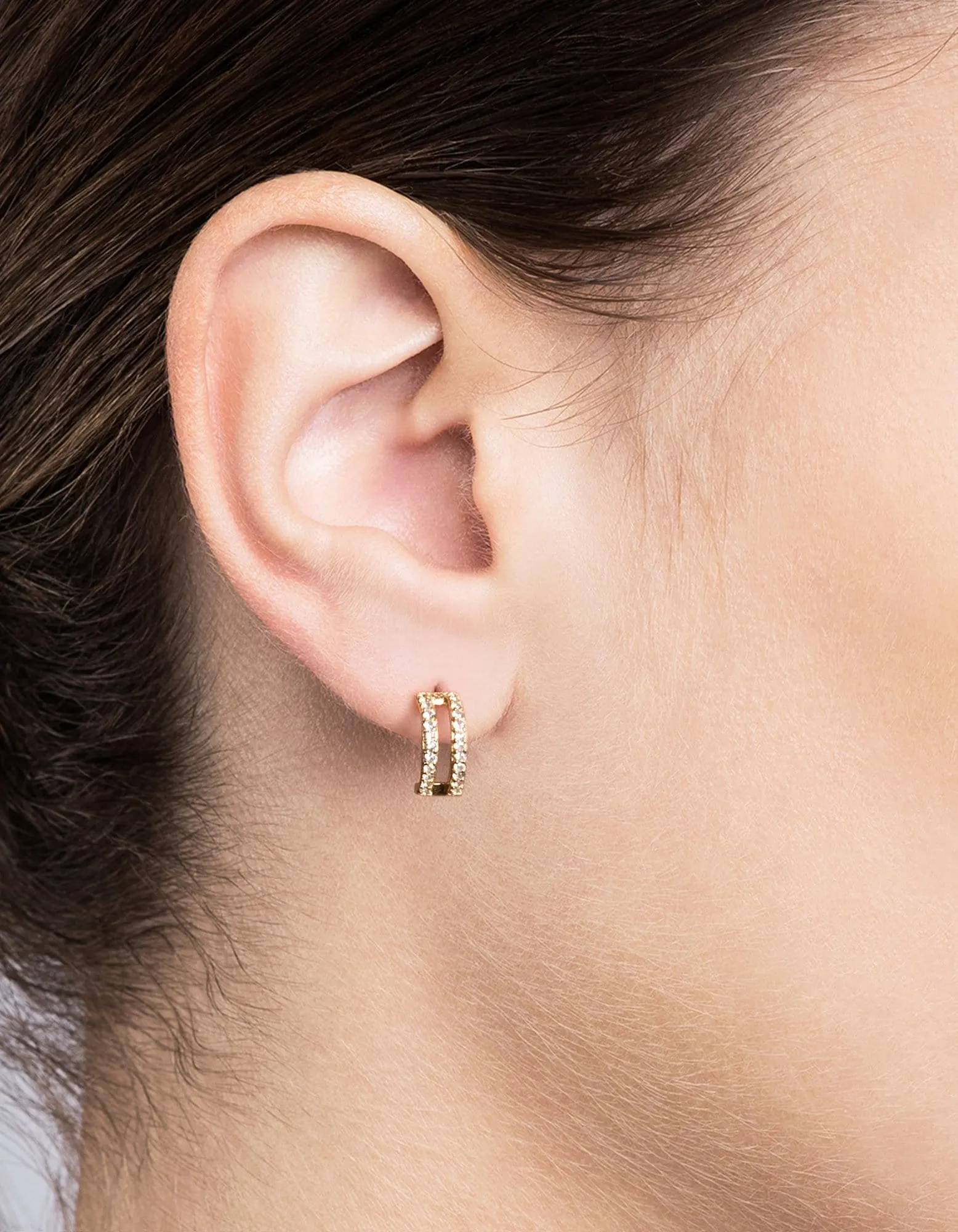 Split Layer Earrings, Gold Vermeil/Sapphire
