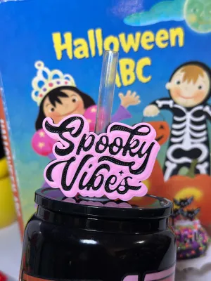 Spooky Vibes 3D Printed Straw Topper (for Standard Straws)